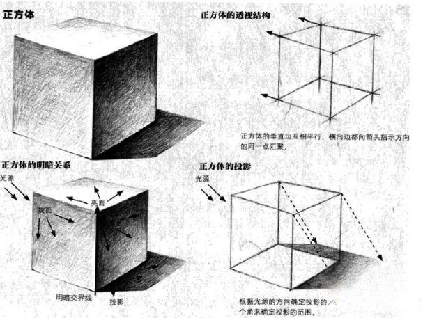 素描几何体入门教程:正方体画法图解步骤
