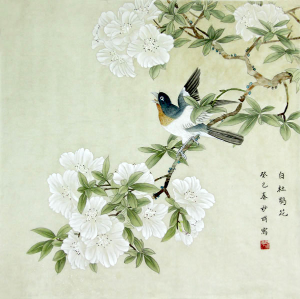 书画家李妙娟花鸟画作品 白杜鹃花.jpg