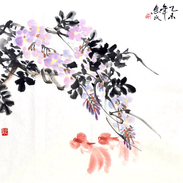 书画家祁惠民花鸟画作品 金鱼图.jpg